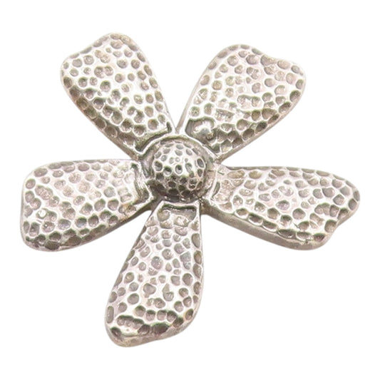 925 Sterling Silver  Vintage Carved Hammered Flower Pendant  PT20220