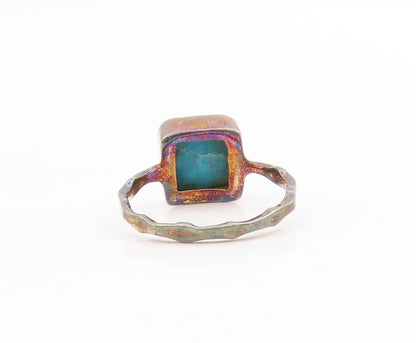 925 Sterling Silver Vintage Ring Blue Turquoise Solitaire Band  Sz 6.5  RG34030
