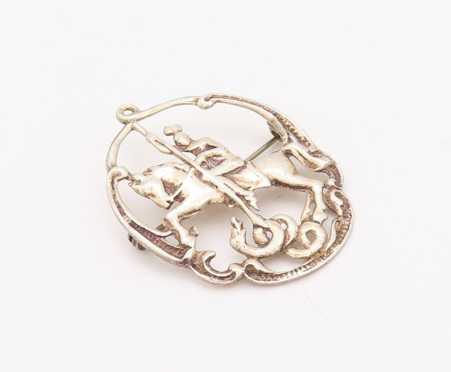 925 Sterling Silver Vintage Brooch Pin Cutout Royal Soldier Snake  BP11233