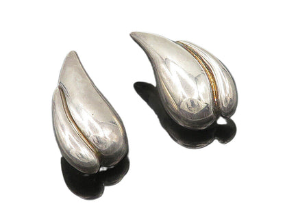 FREDERIC JEAN DUCLOS 925 Silver  Vintage Shiny Non Pierce Earrings  EG9544