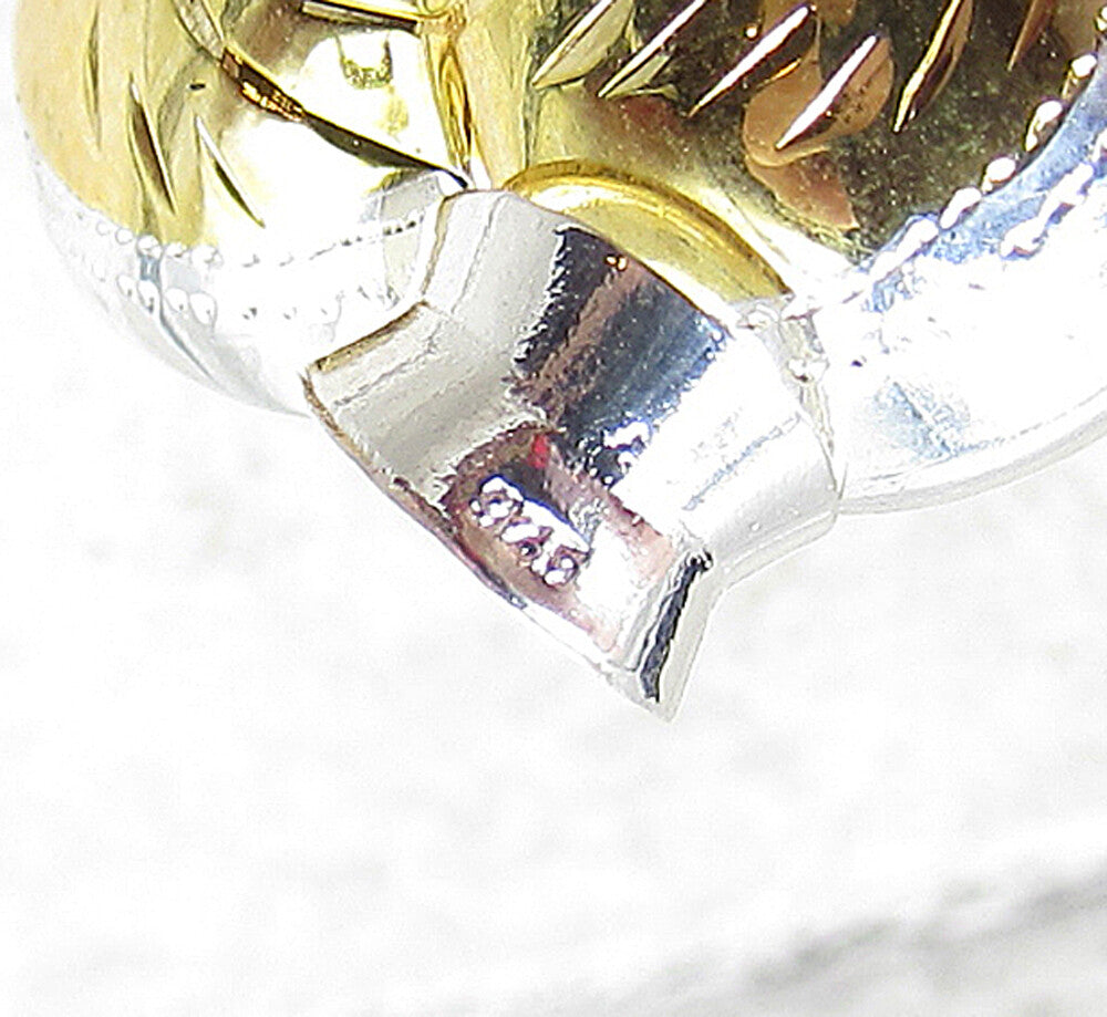 925 Sterling Silver Hand Chased 2 Tone Puffy Love Heart Drop Pendant PT1444