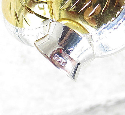 925 Sterling Silver Hand Chased 2 Tone Puffy Love Heart Drop Pendant PT1444