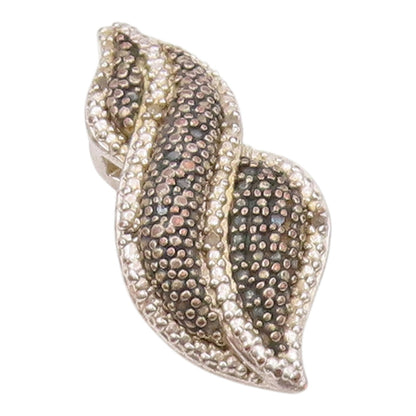 925 Sterling Silver  Vintage Genuine Diamonds Two Tone Swirl Pendant  PT15414