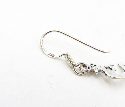 925 Sterling Silver  Vintage Shiny Petite Kokopelli Dancer Earrings  EG4886