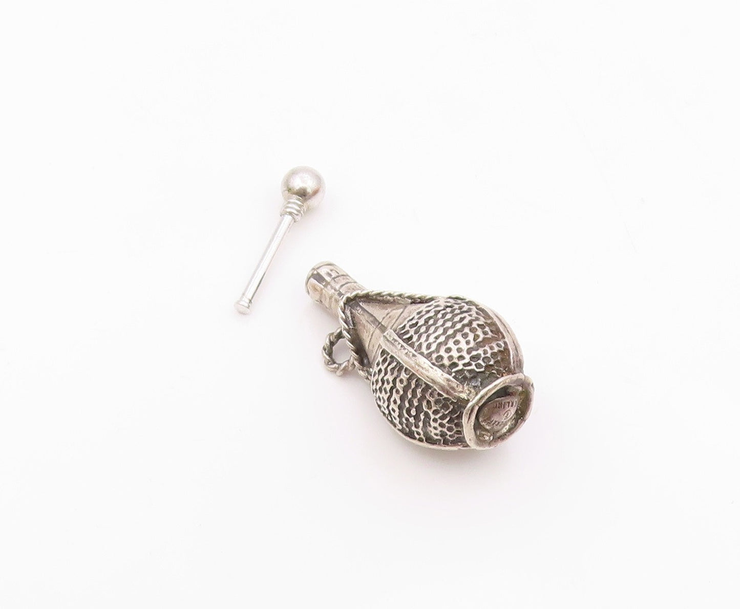 DANECRAFT 925 Sterling Silver  Vintage Rope Wrapped Bottle Pendant  PT19285
