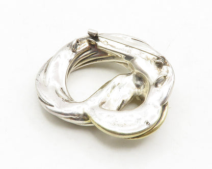 ISRAEL 925 Sterling Silver  Vintage Two Tone Hollow Twist Brooch Pin  BP4912