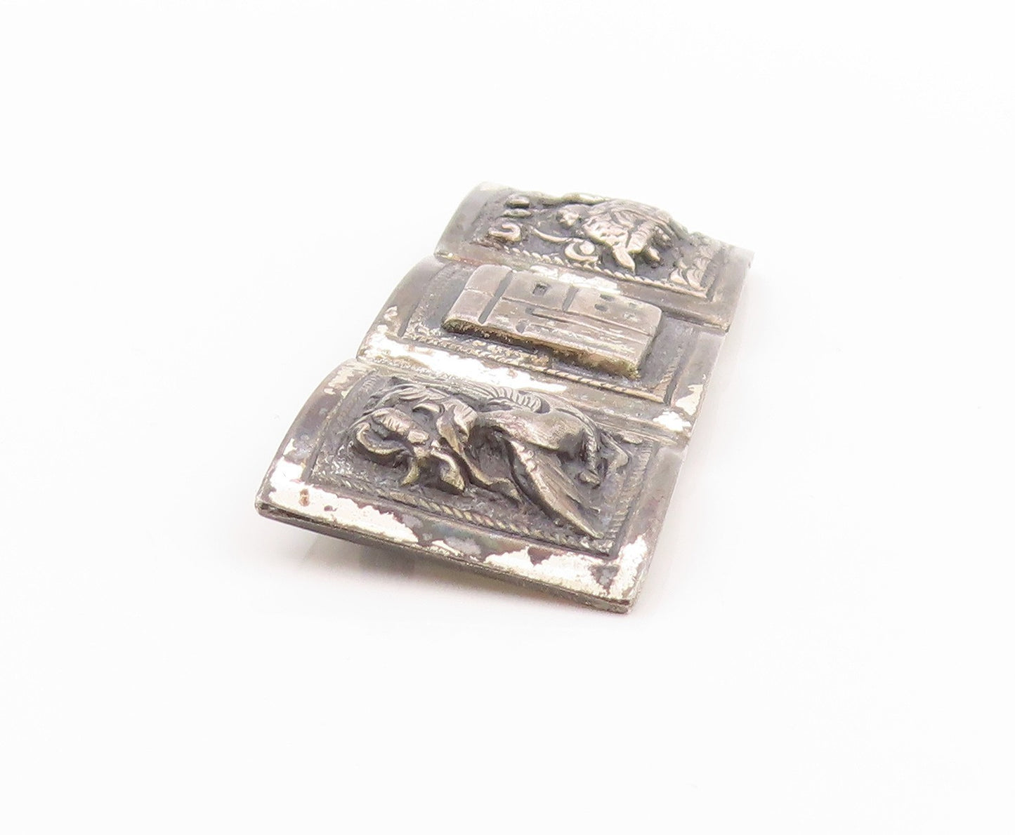 925 Sterling Silver Vintage Brooch Dark Tone Peruvian Storyteller Panel  BP11636