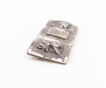 925 Sterling Silver Vintage Brooch Dark Tone Peruvian Storyteller Panel  BP11636