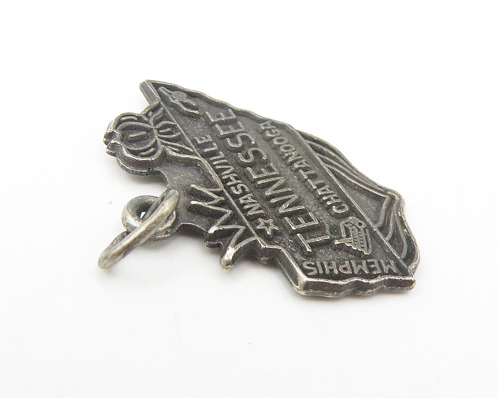 925 Sterling Silver  Vintage Petite Dark Tone Tennessee Map Pendant  PT9053