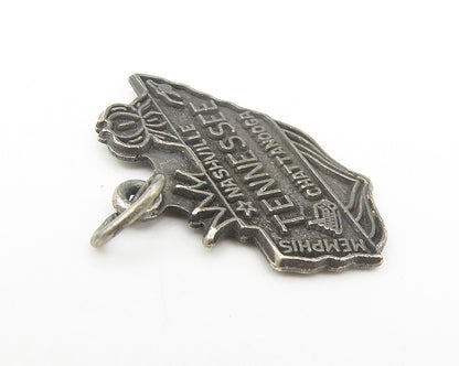 925 Sterling Silver  Vintage Petite Dark Tone Tennessee Map Pendant  PT9053
