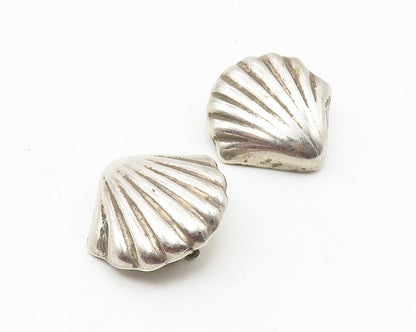 MEXICO 925 Silver  Vintage Hollow Scalloped Non Pierce Drop Earrings  EG5645