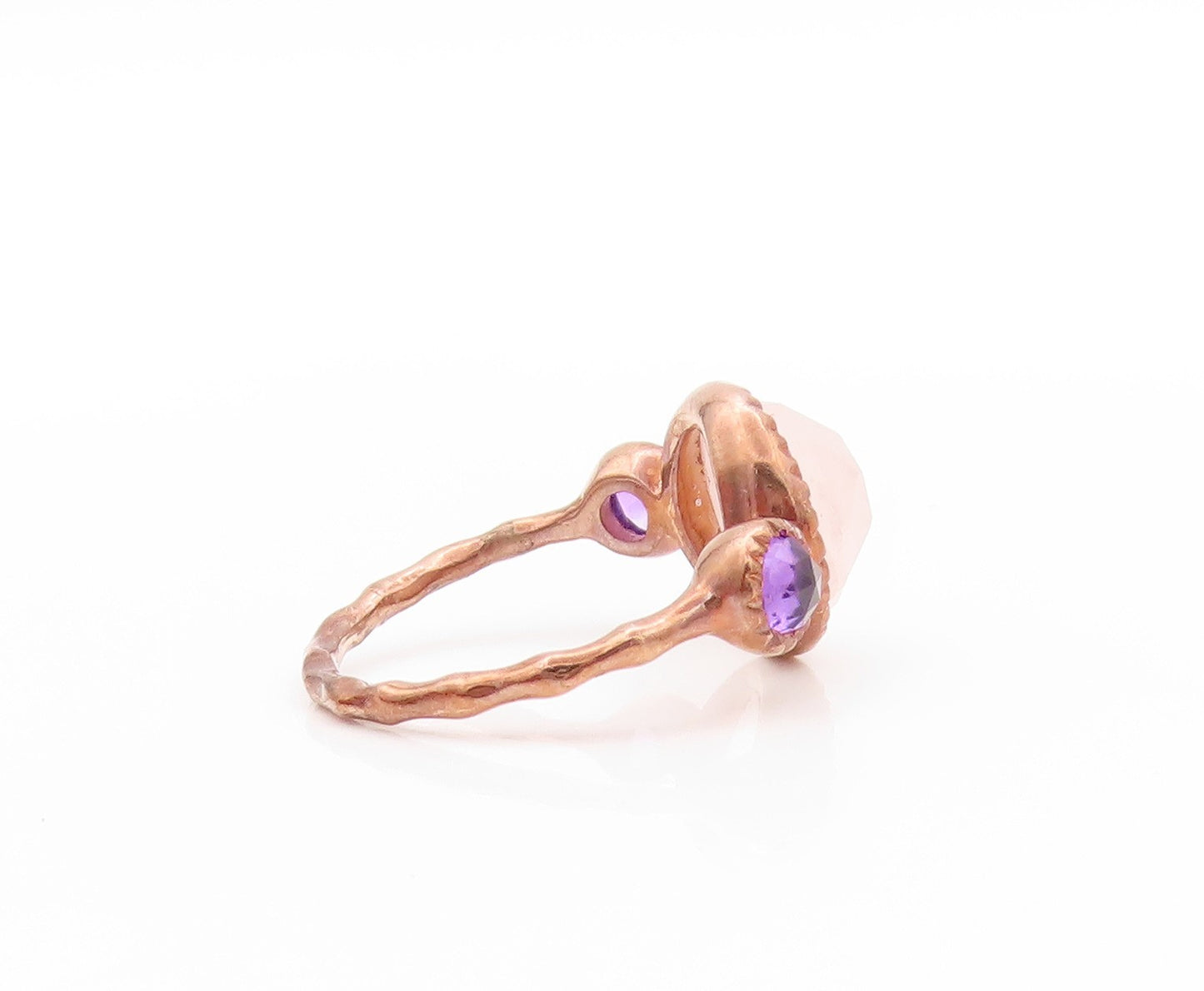 925 Sterling Silver Vintage Ring Rose Gold Plated Amethyst Gemstone Sz 6 RG32820