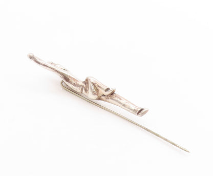 925 Sterling Silver Vintage Pin 3D Carved Flying Man Lapel Pin Design  TR3973
