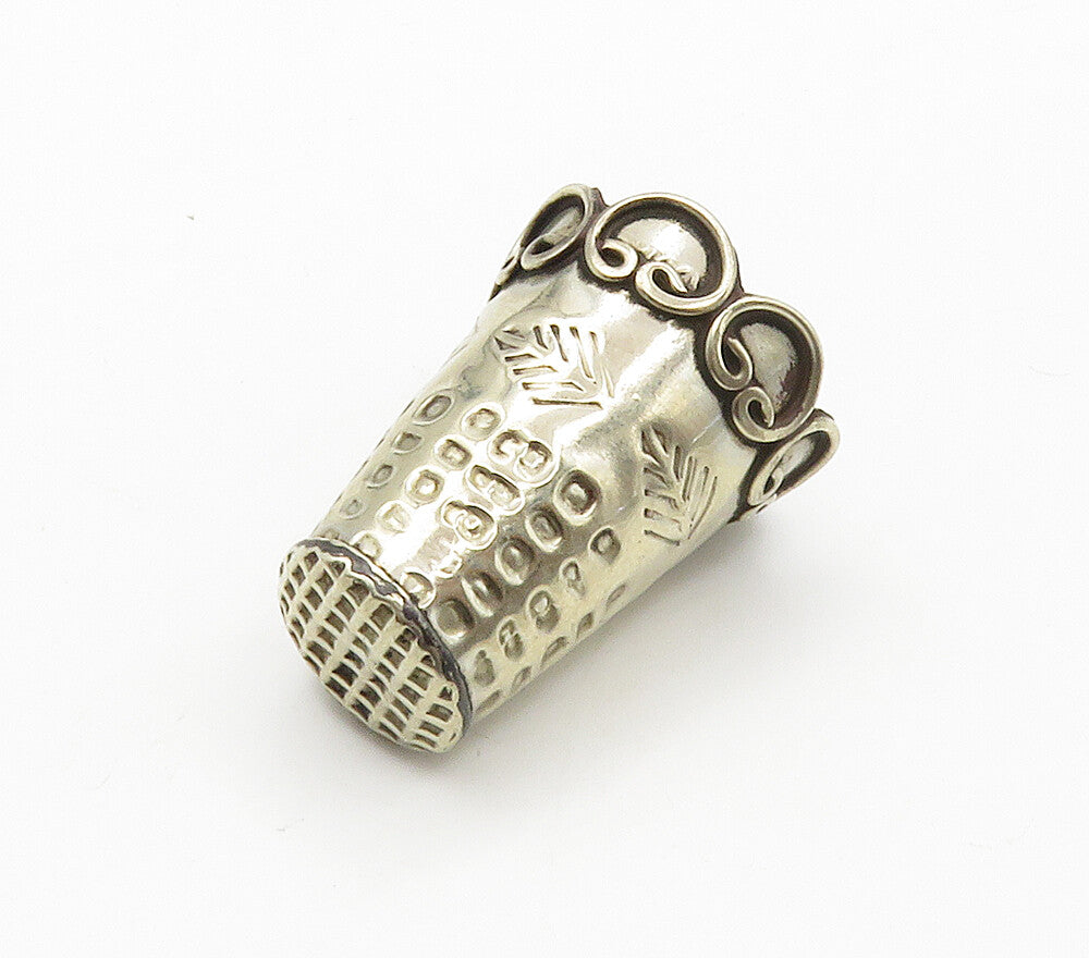 MEXICO 925 Sterling Silver  Vintage Floral Leaf Detail Sewing Thimble  TR2139