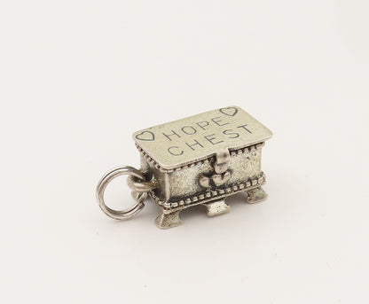 BEAU 925 Sterling Silver Vintage Hope Chest Charm Pendant Opens PT21993