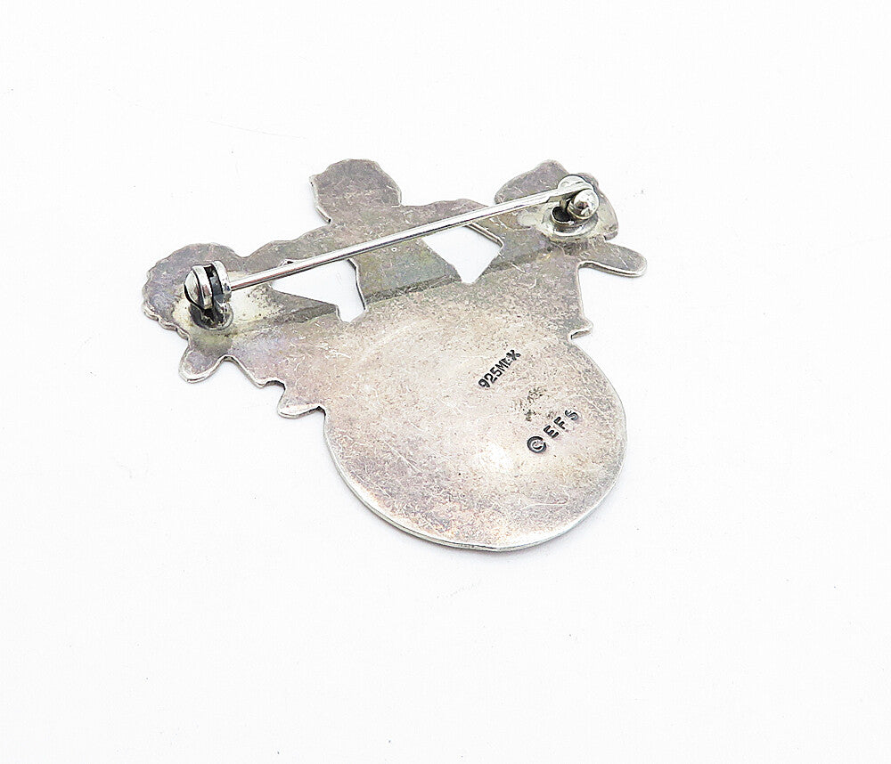 E.F.S. MEXICO 925 Sterling Silver Vintage Children World Unity Brooch Pin BP1843