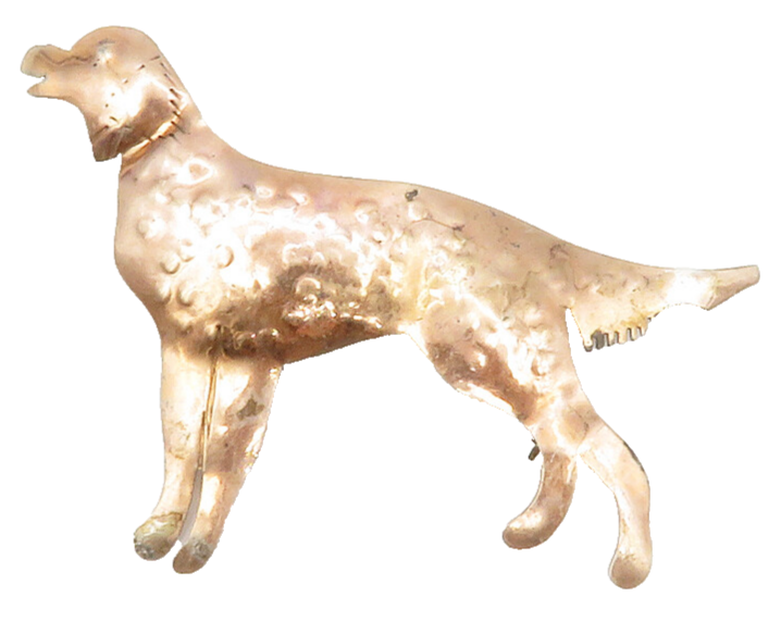 925 Sterling Silver  Vintage Shiny Copper Tone Spotted Dog Brooch Pin  BP5186