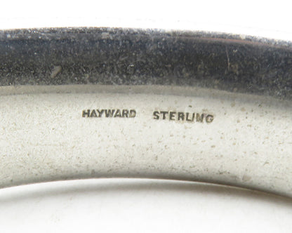 HAYWARD 925 Sterling Silver  Vintage Floral Etched Bangle Bracelet  BT4781
