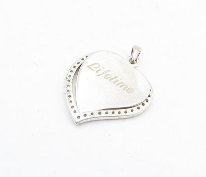 925 Sterling Silver  Vintage Topaz Forever Lifetime Love Heart Pendant  PT3957