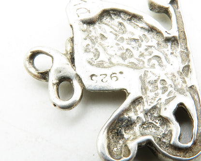 925 Sterling Silver  Vintage Shiny Etched Butterfly Motif Drop Pendant  PT9957