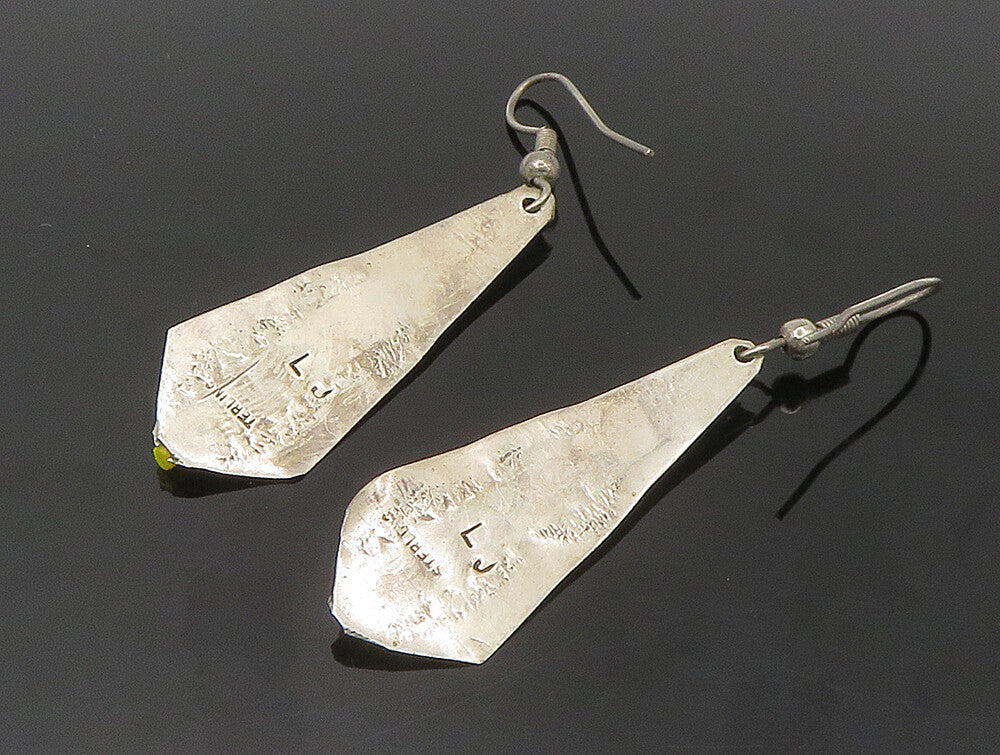 NAVAJO 925 Silver Vintage Gaspeite & Multi Stone Dangle Earrings EG11555