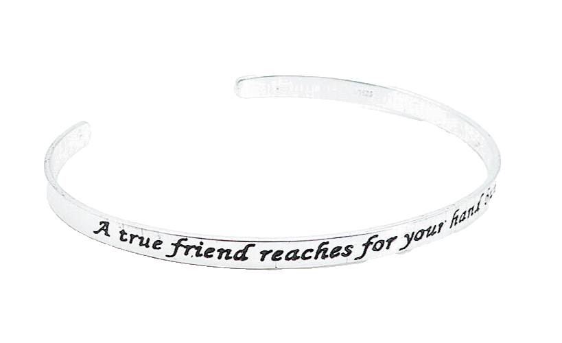 925 Sterling Silver  A True Friend Reaches For Your Hand Cuff Bracelet  BT2440