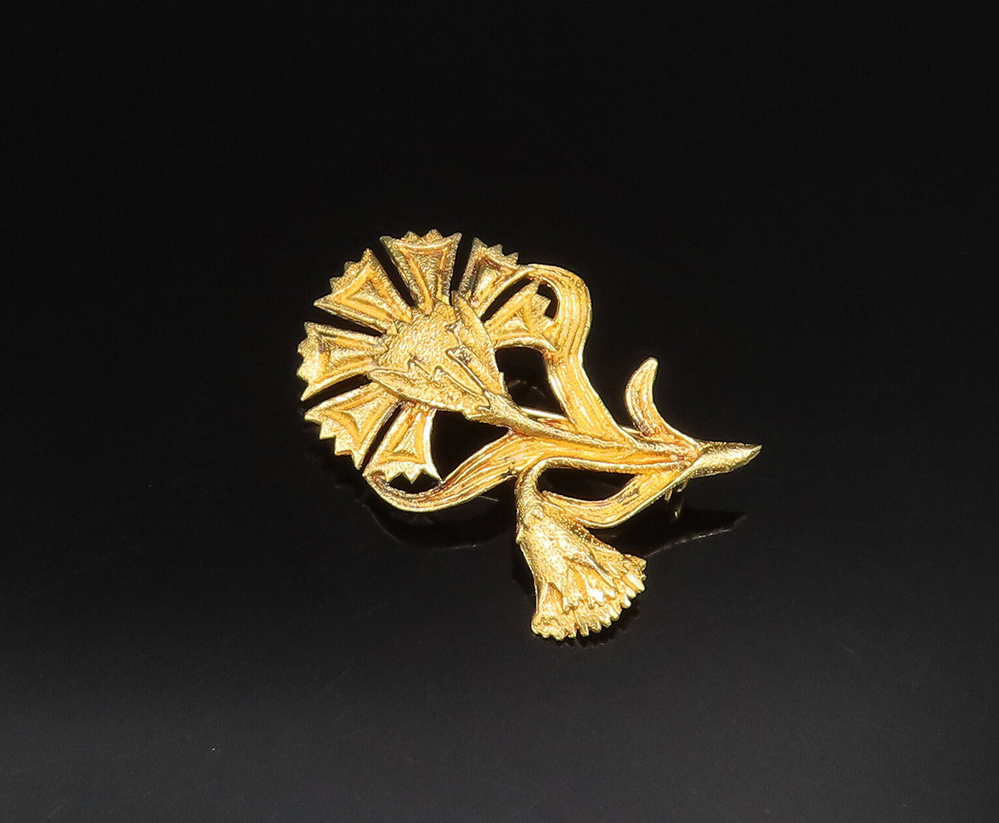 925 Sterling Silver  Vintage Gold Plated Double Flower Brooch Pin  BP9695