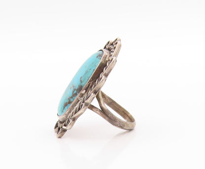925 Sterling Silver Vintage Ring NAVAJO Cabochon Turquoise Band  Sz 5.5  RG33516