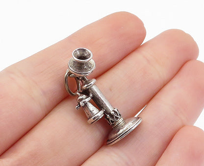 BEAU 925 Sterling Silver  Vintage Old Fashioned Telephone Pendant  PT4900