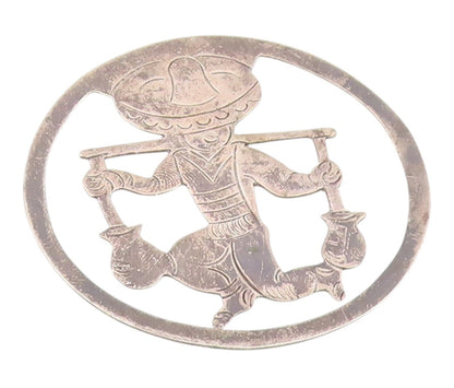 925 Sterling Silver Vintage Bookmark AE HEART MEXICO Water Carrier Motif  TR4228