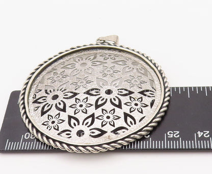 925 Sterling Silver Vintage Pendant OR PAZ ISRAEL Stencil Cut Flowers  PT23489