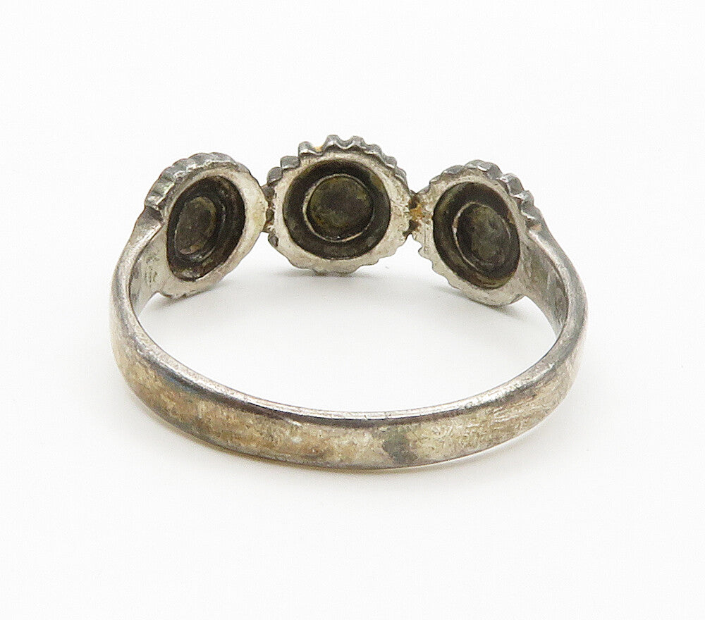 925 Sterling Silver  Vintage Dark Tone Sunflowers Band Ring Sz 9  RG14984