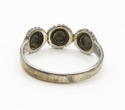 925 Sterling Silver  Vintage Dark Tone Sunflowers Band Ring Sz 9  RG14984
