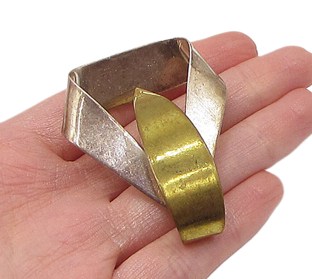 MEXICO 925 Silver Vintage 2 Tone Triangular Brooch Pin BP1076