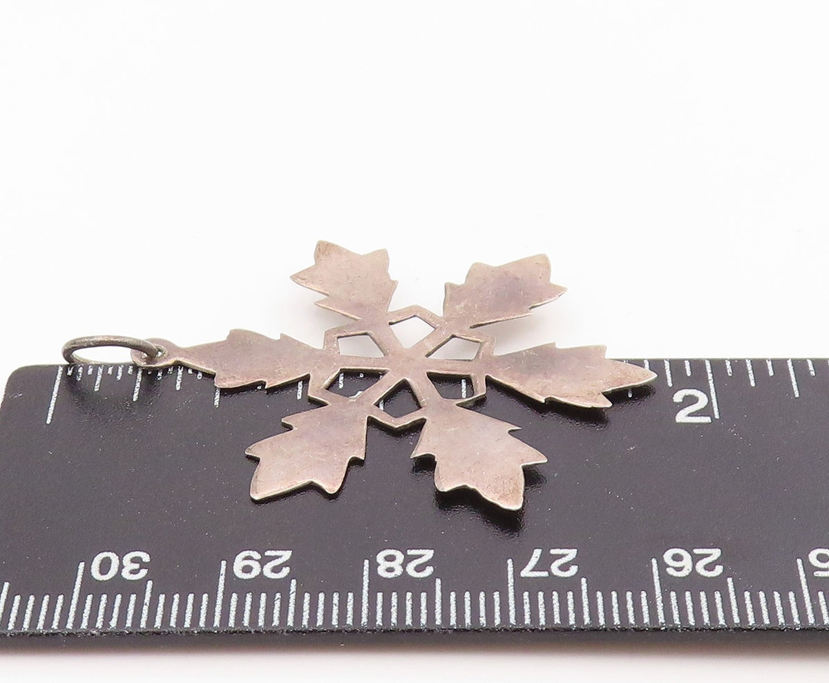 925 Sterling Silver Vintage Pendant Minimalist Snowflake Cutout Charm  PT26062