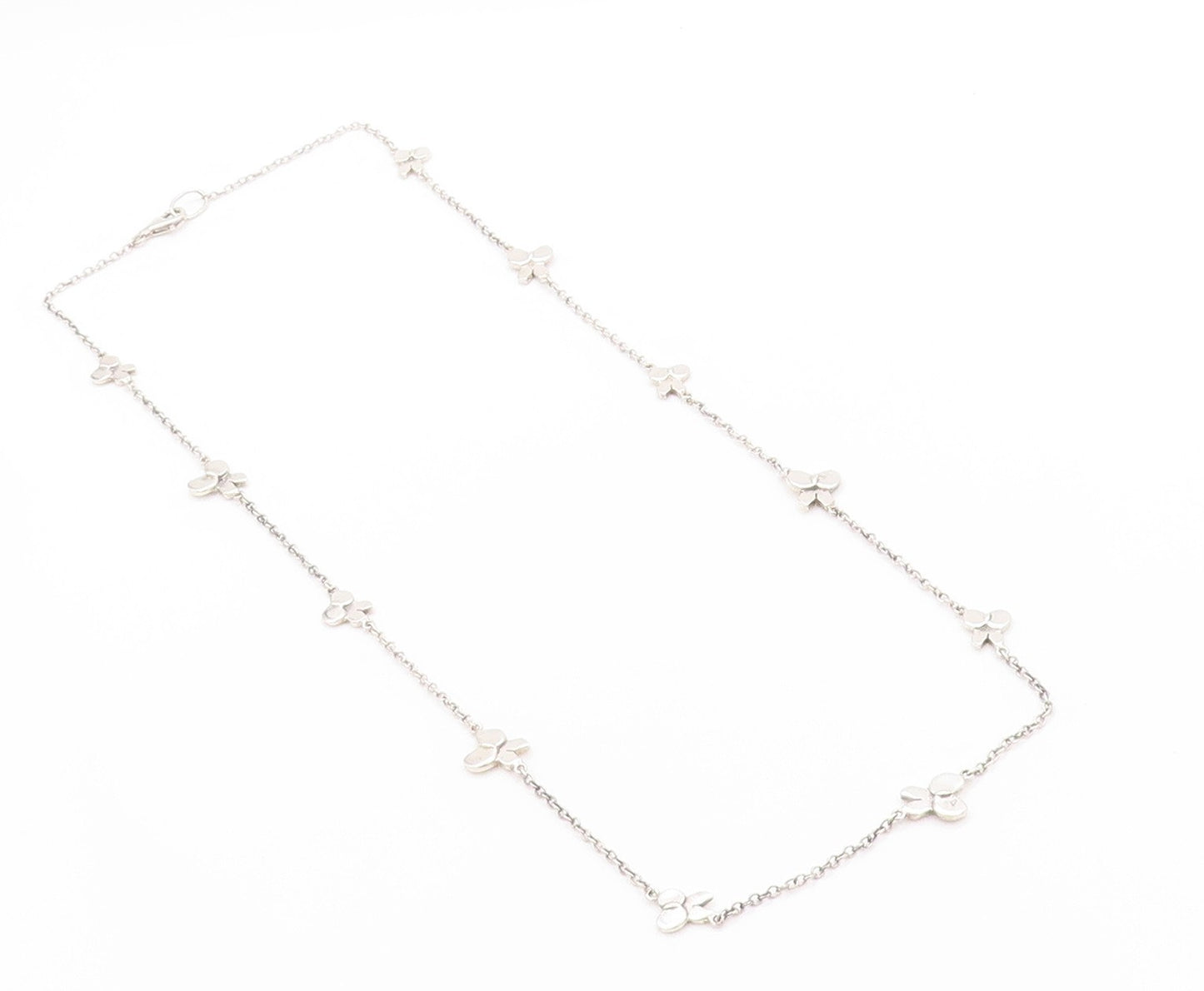 925 Sterling Silver Vintage Necklace Chained Linked Cutout Bows NE4578
