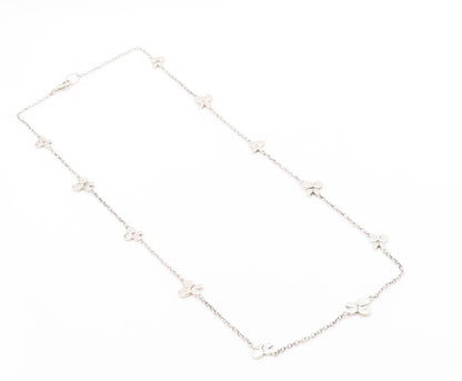 925 Sterling Silver Vintage Necklace Chained Linked Cutout Bows NE4578