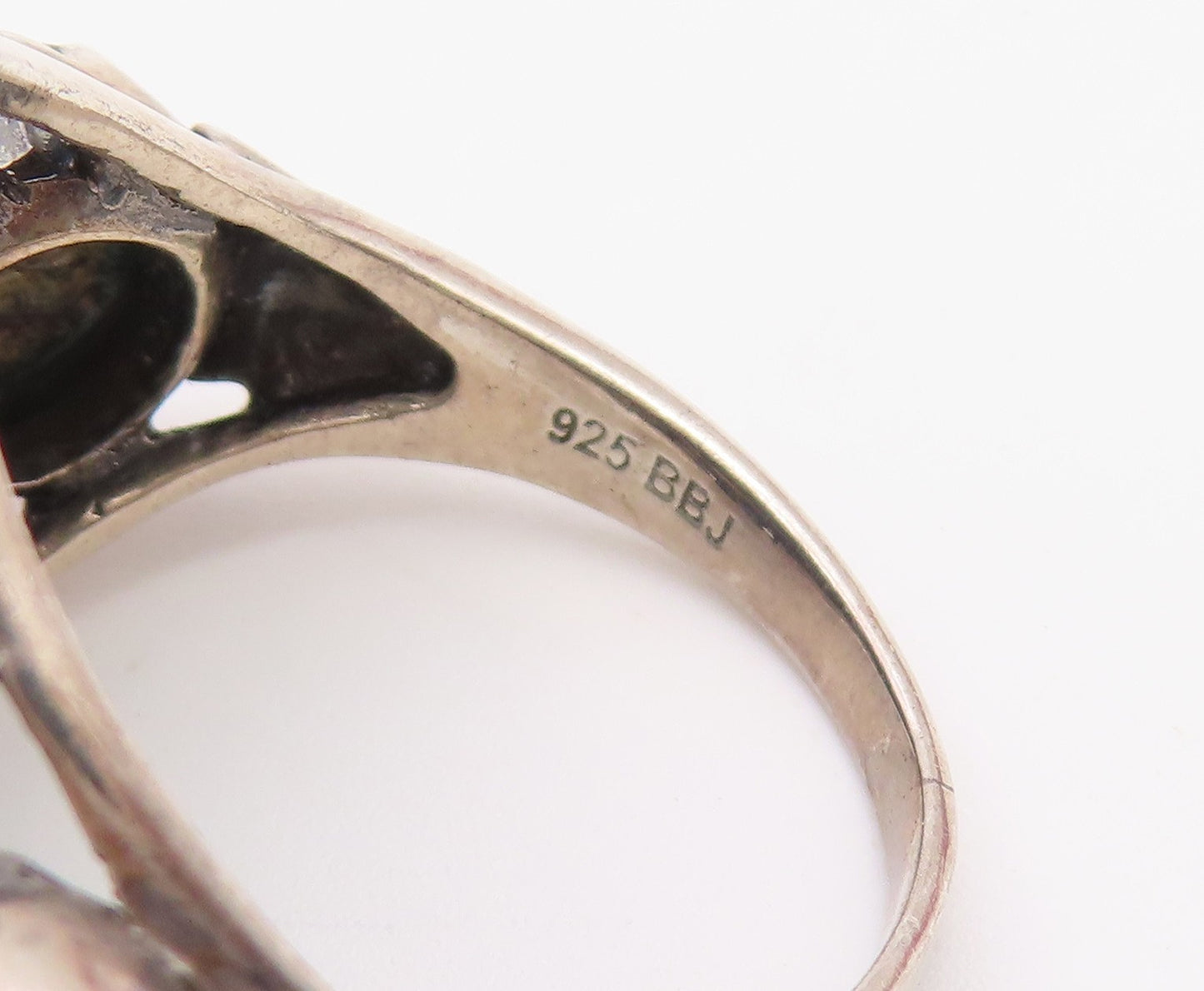 925 Sterling Silver Vintage Ring Green Jasper Botanical Ivy Vine  Sz 12  RG36740