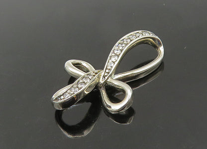 925 Sterling Silver  Vintage Topaz Religious Cross Ribbon Pendant  PT17541