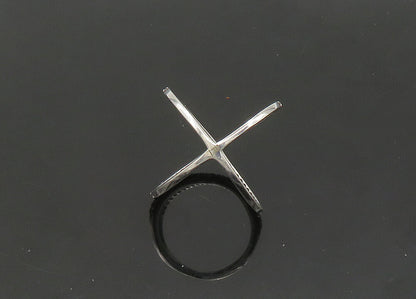 925 Sterling Silver Vintage Topaz Criss Cross Orbit Band Ring Sz 6.5 RG21338