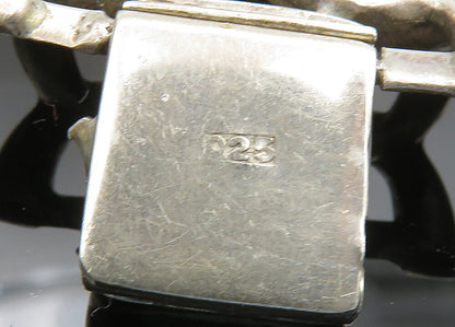 925 Sterling Silver  Vintage Smooth Two Row Ribbon Link Chain Bracelet  BT8014