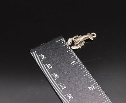 925 Sterling Silver  Vintage Minimalist Lobster Charm Pendant (MOVES)  PT21885