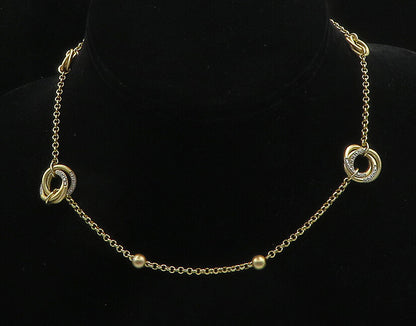 925 Silver  Vintage Genuine Diamonds Shiny Gold Plated Chain Necklace  NE3131
