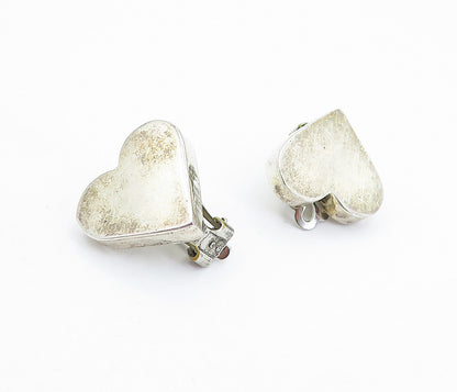 MEXICO 925 Sterling Silver Vintage Love Heart Non Pierce Earrings EG2865