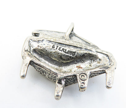 925 Sterling Silver  Vintage Dark Tone Grand Piano Music Motif Pendant  PT5276