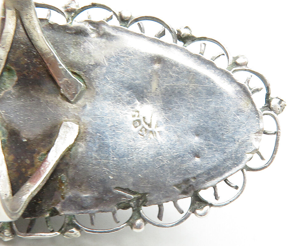 MEXICO 925 Sterling Silver Vintage Black Onyx Oblong Cocktail Ring Sz 8  RG17500