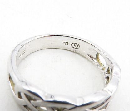 925 Sterling Silver   Shiny Open Celtic Knot Design Band Ring Sz 6  RG9201