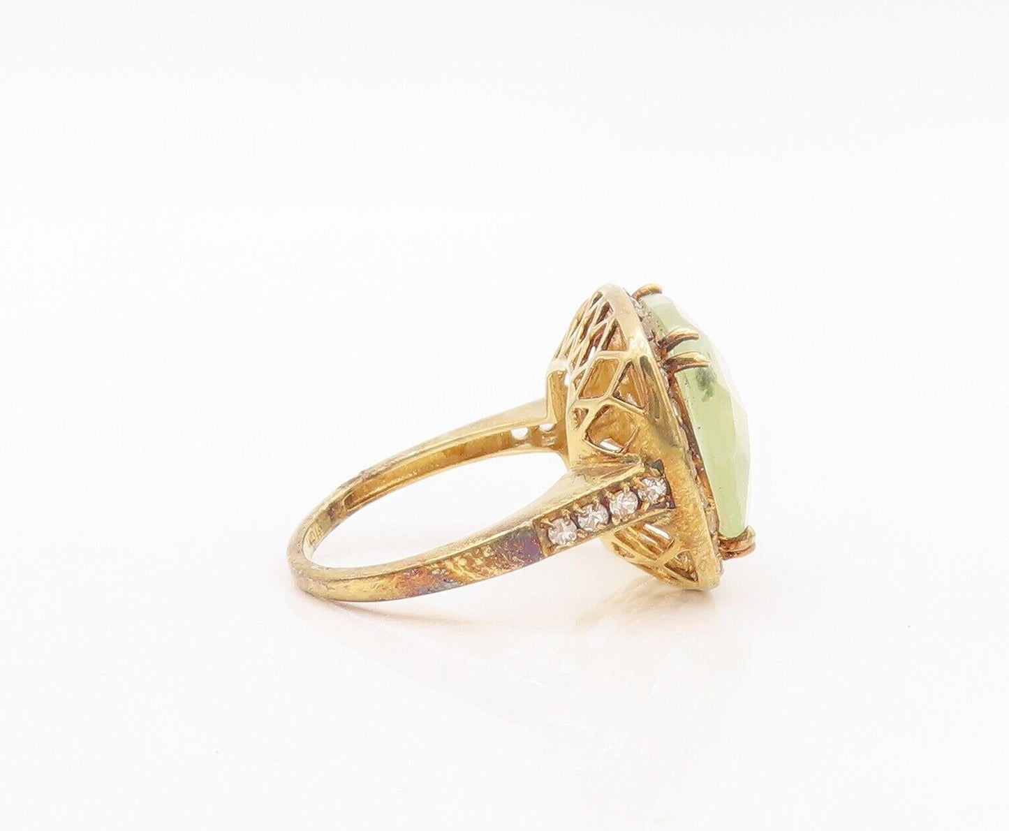 925 Sterling Silver Vintage Ring Gold Plated Gemstone & Topaz  Sz 6.5  RG30154
