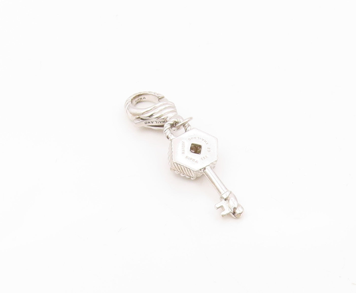 JUDITH RIPKA 925 Silver  Vintage Cubic Zirconia Key Motif Pendant  PT19498