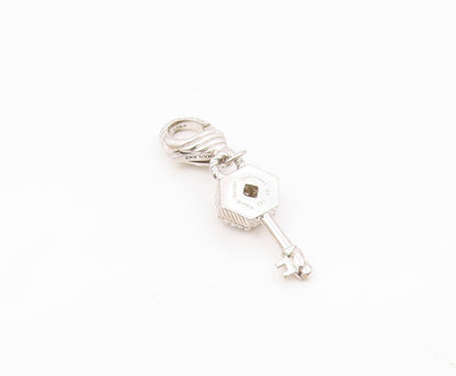 JUDITH RIPKA 925 Silver  Vintage Cubic Zirconia Key Motif Pendant  PT19498